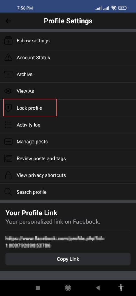 FB Profile Lock option