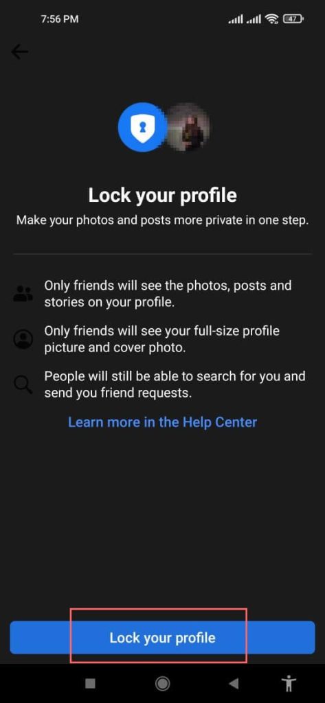 Lock Your Profile option