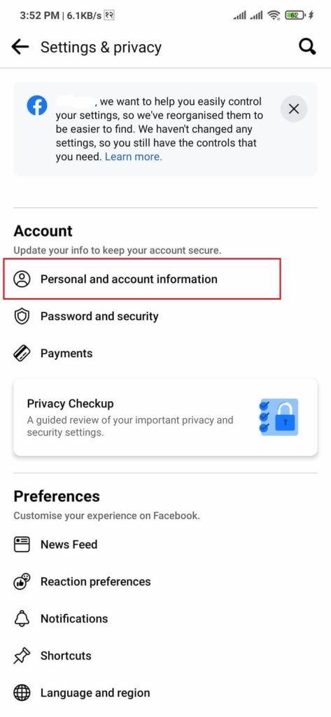 User Facebook Account information