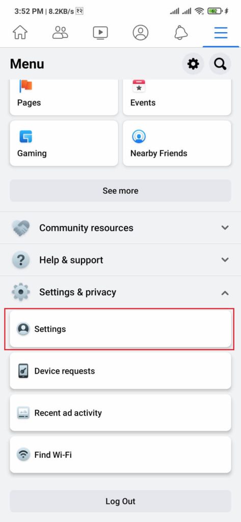 Facebook app settings and privacy