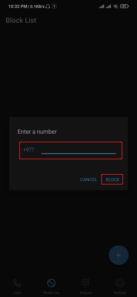 Add number to block on android phone