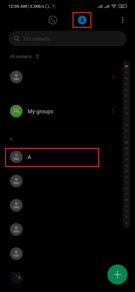 contacts on Android