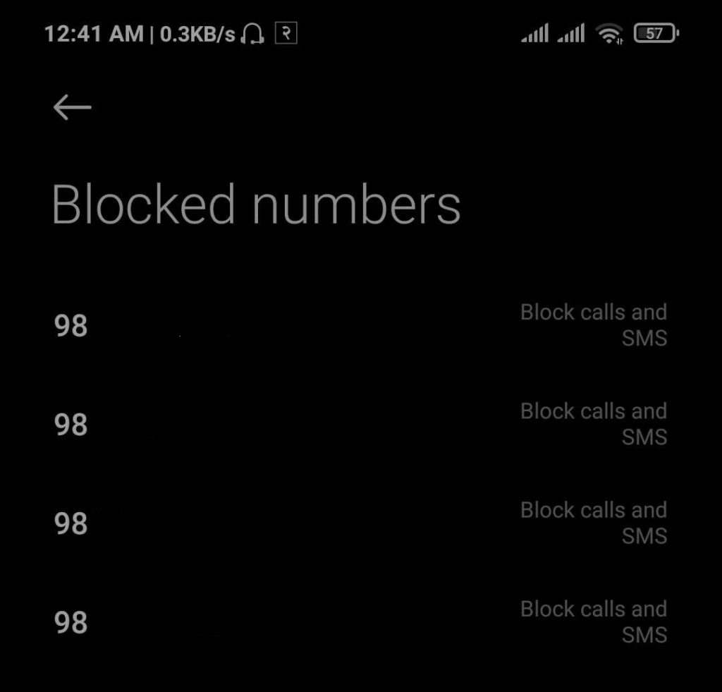 All blocked number