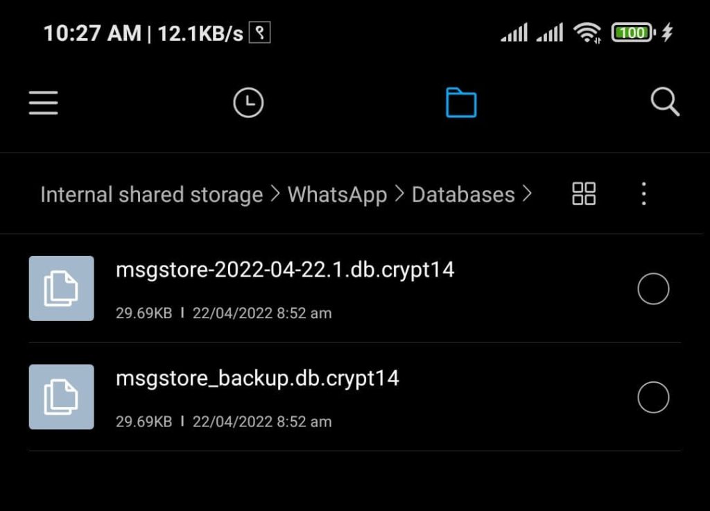 Available Local Backup on Whatsapp