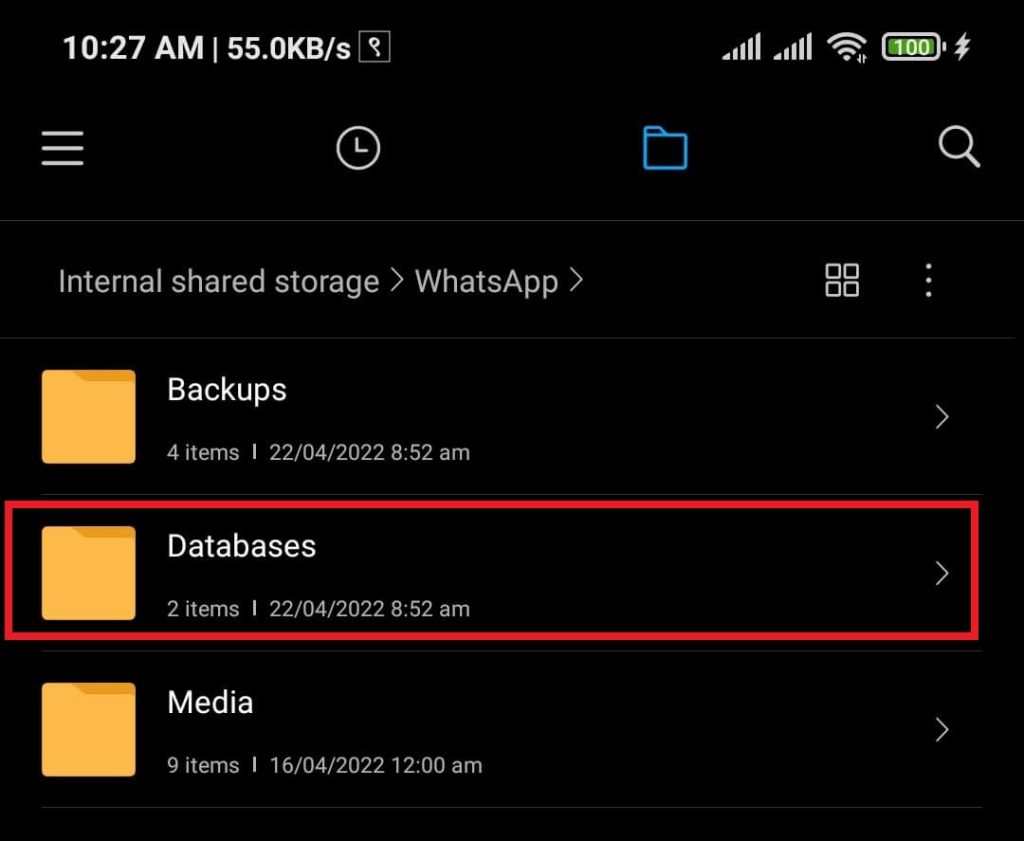 Databases on WhatsApp data folder