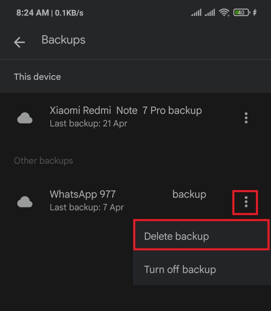 WhatsApp backup on Google Drive