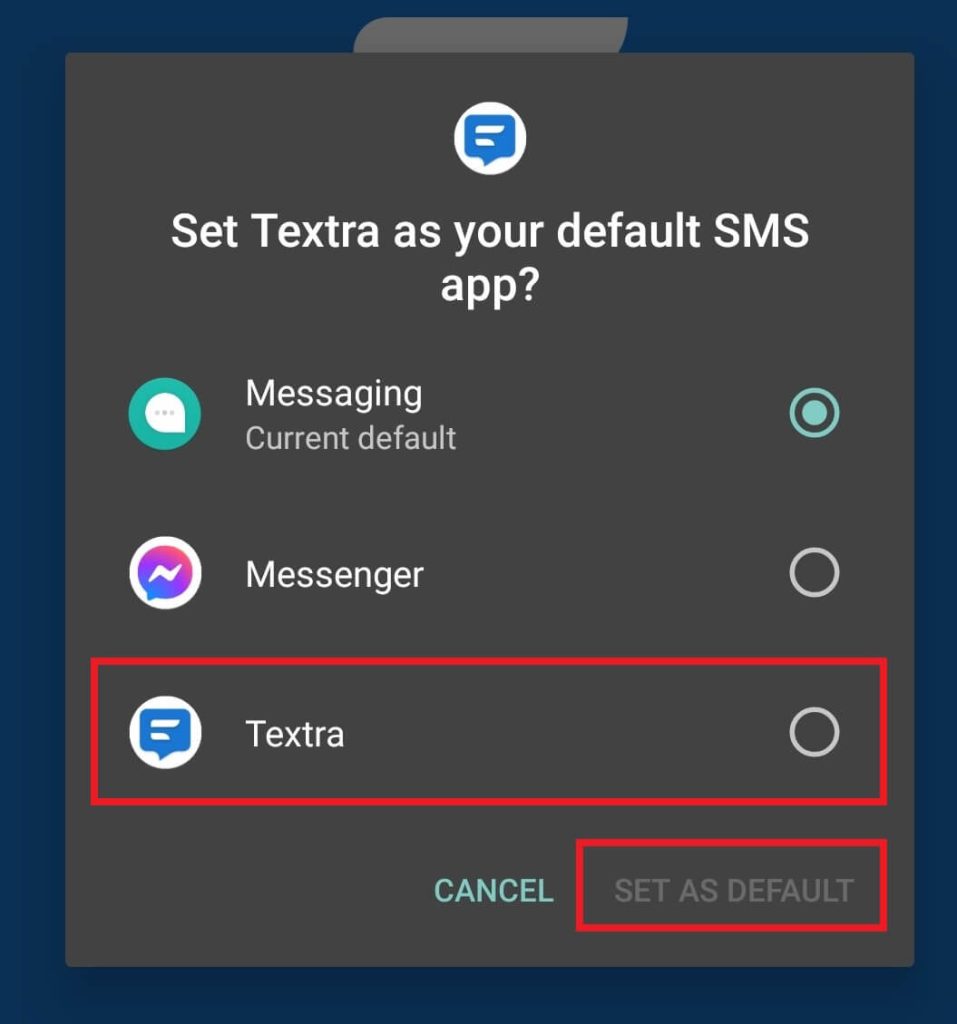 Setting default messages on android