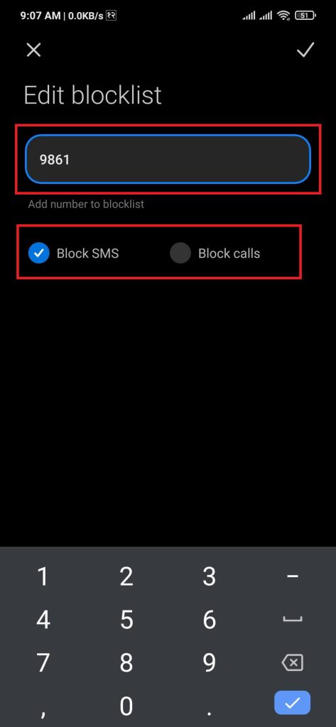 Edit Block number on Android