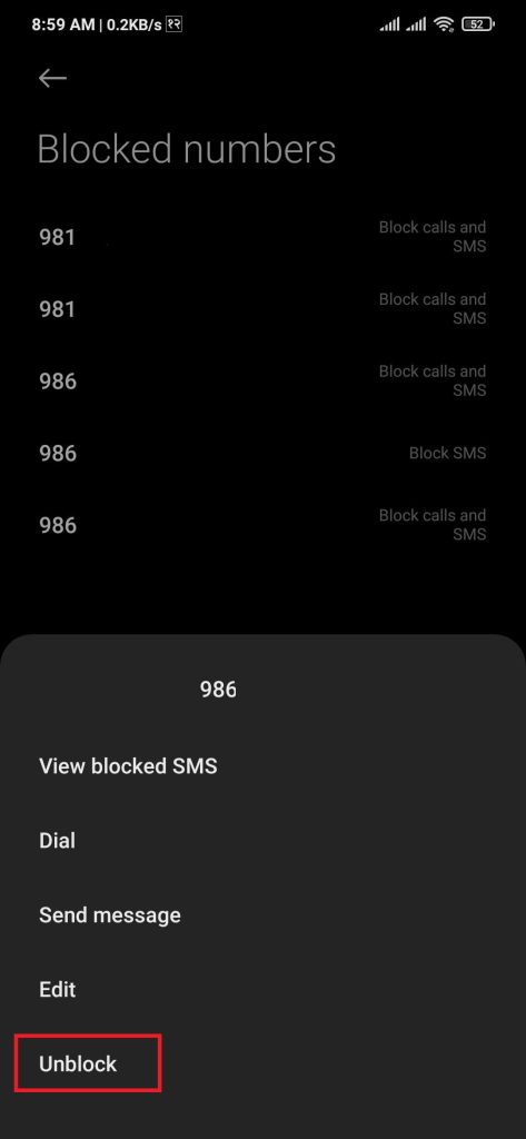 Unblock text messages on Android