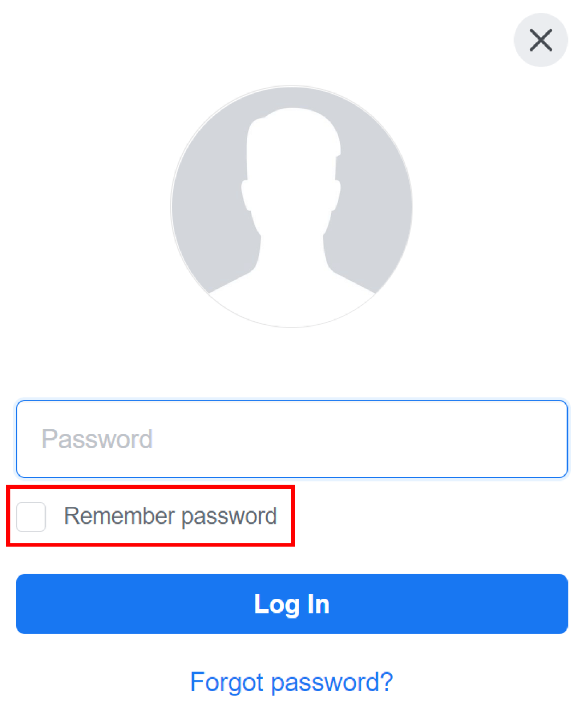 Remember password option on facebook website