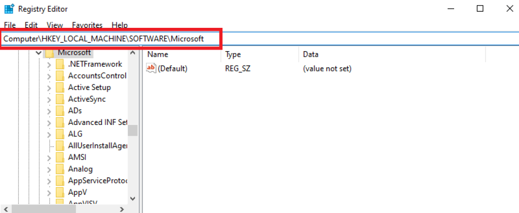 Registry window location