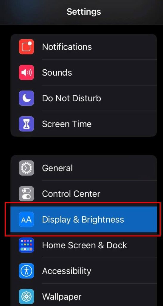 display setting on ios to turn on dark mode in Instagram