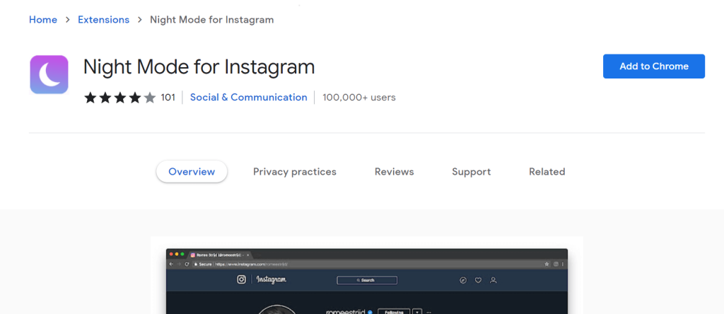 extensions to turn on dark mode in Instagram