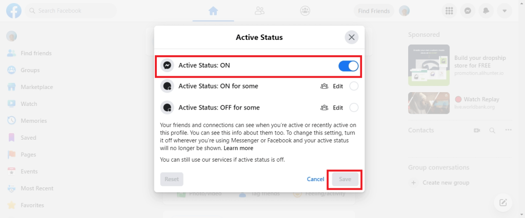 Toggle active status