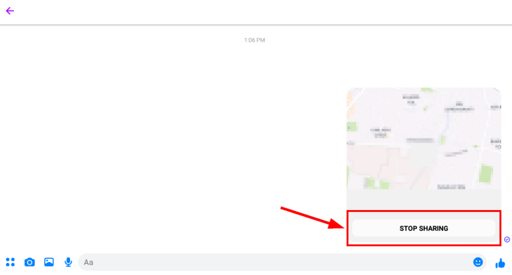 stop sharing button in the chat