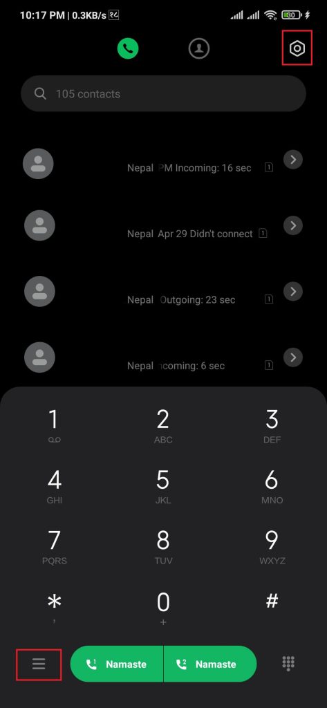 call settings on android