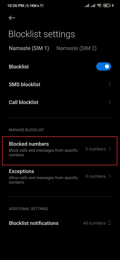 blocked settings on android