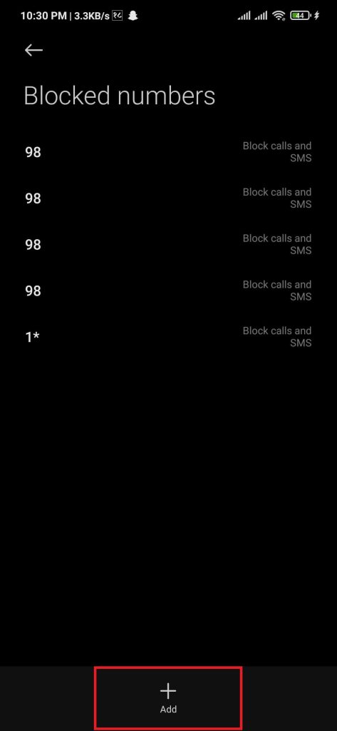 blocked numbers on android