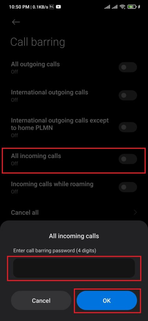Block all incoming international call on android
