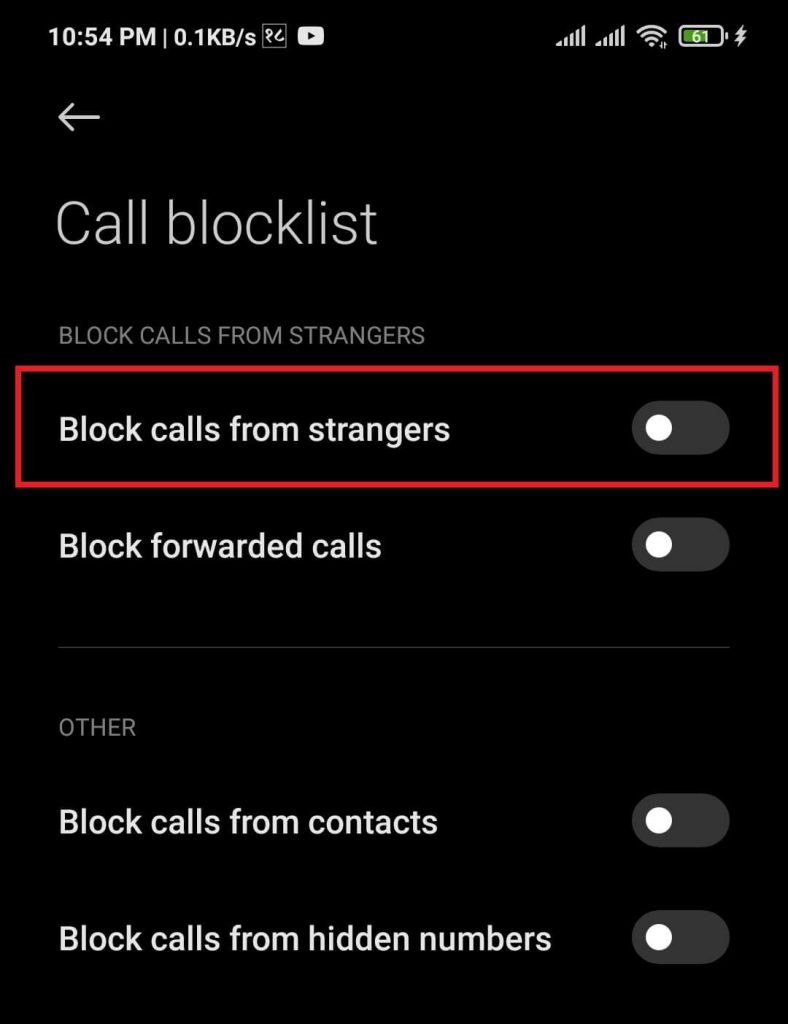 block calls from unknown International number