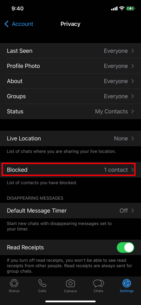 See Blocked number on iOS