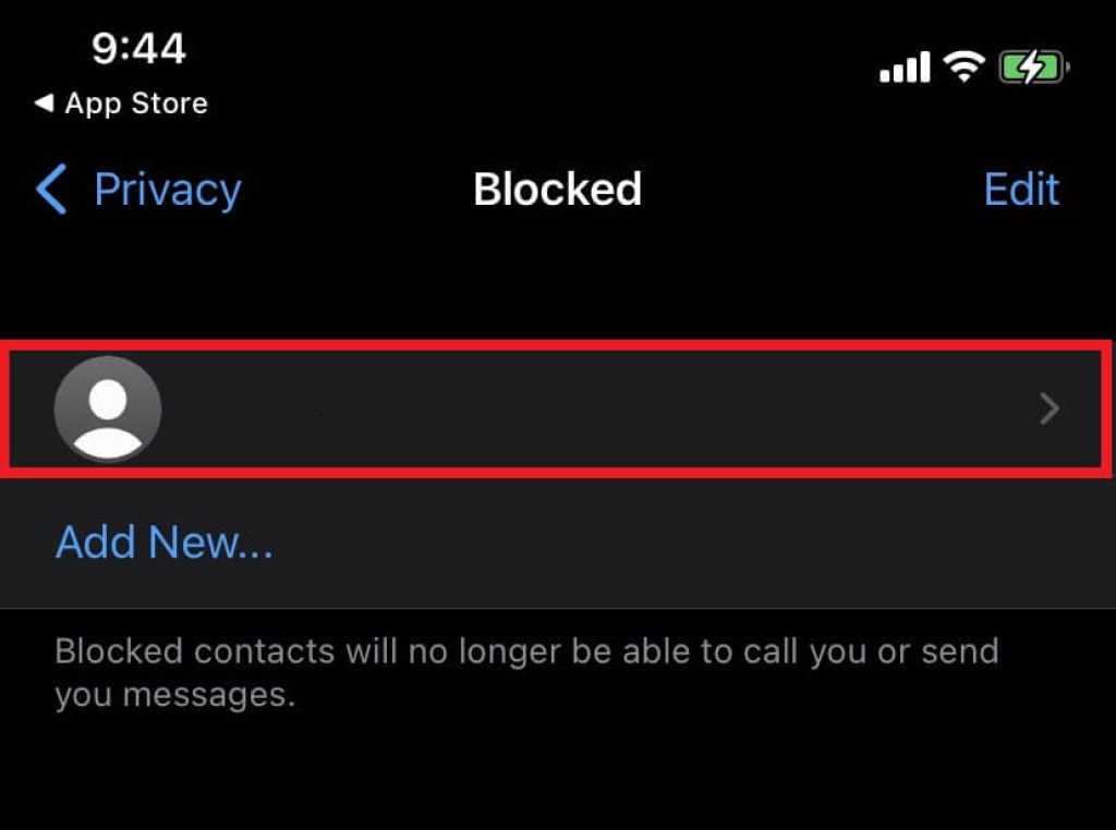 Blocked number on WhatsApp