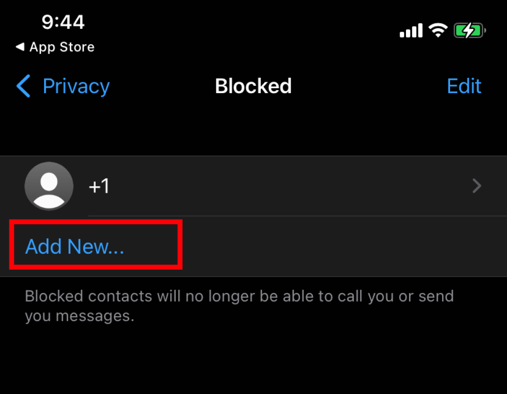 Add new contact on WhatsApp blocklist