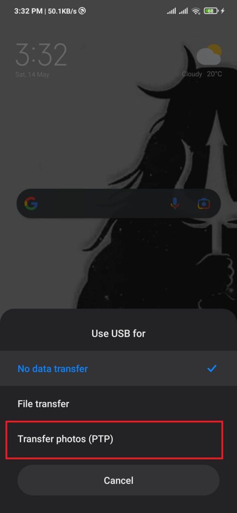 Enabling Photo Transfer On Android