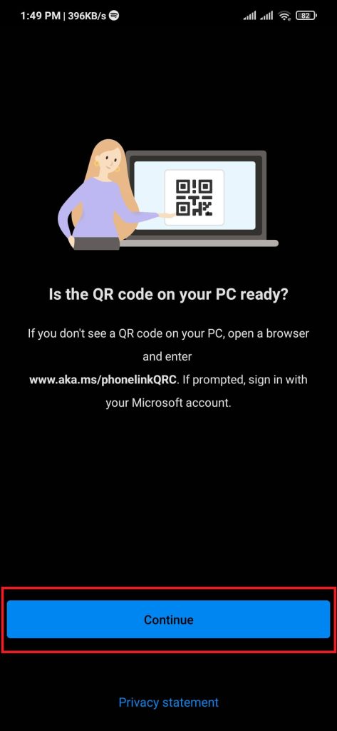 Link Phone QR code confirmation from android phone to computer