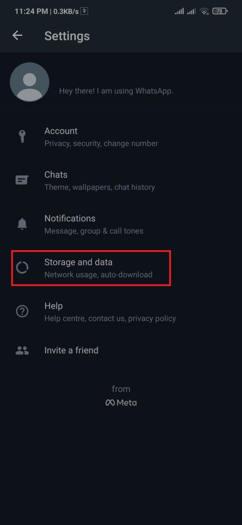 Storage and data on WhatsApp Android