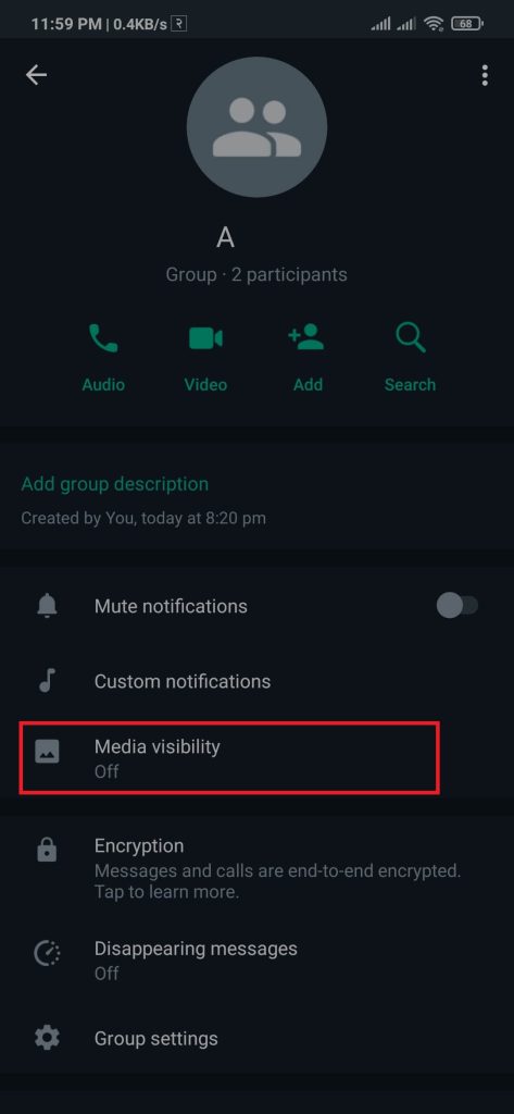WhatsApp Photos visibility option 