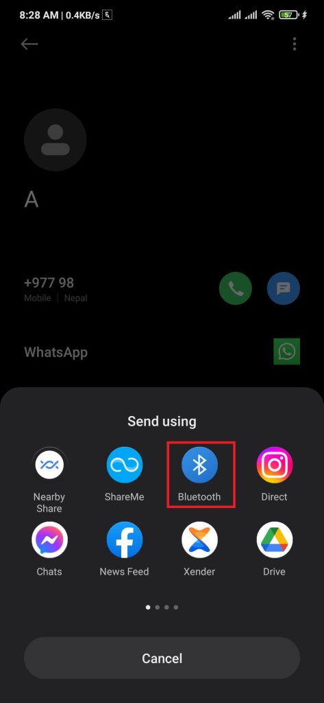 Select Bluetooth option