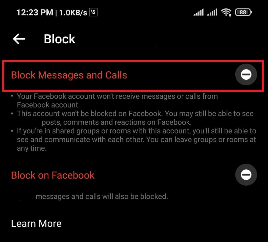 Block messages and calls