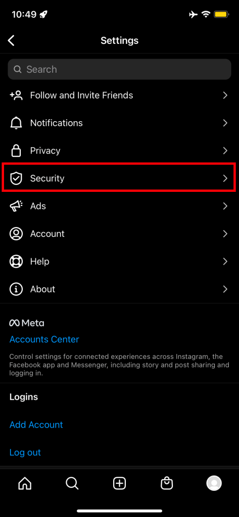 Profile security option