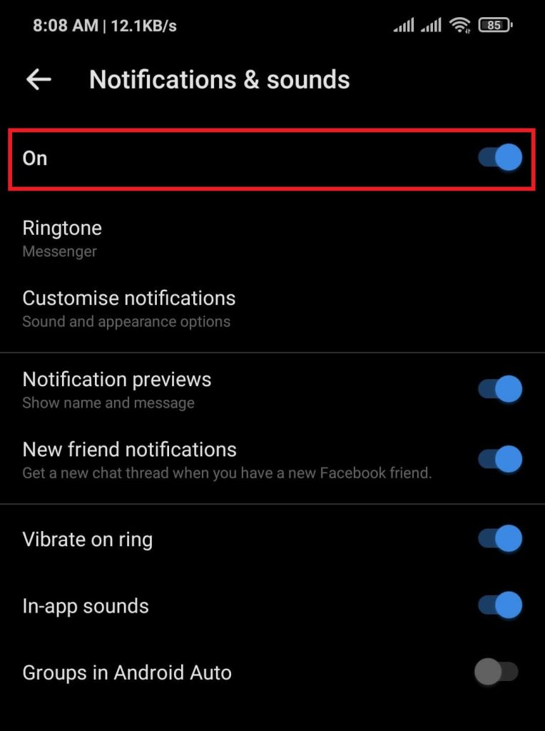 Turn off Facebook Messenger notifications & sounds 