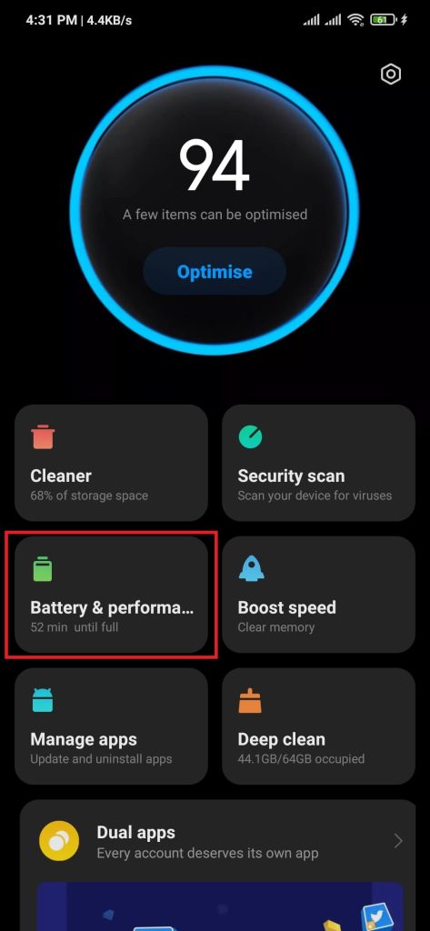 Battery & performance option