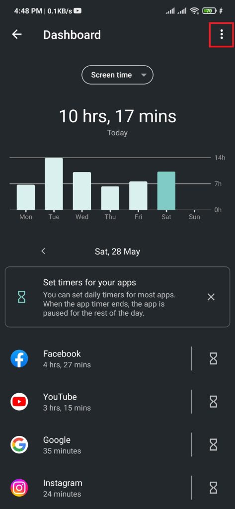 dashboard settings