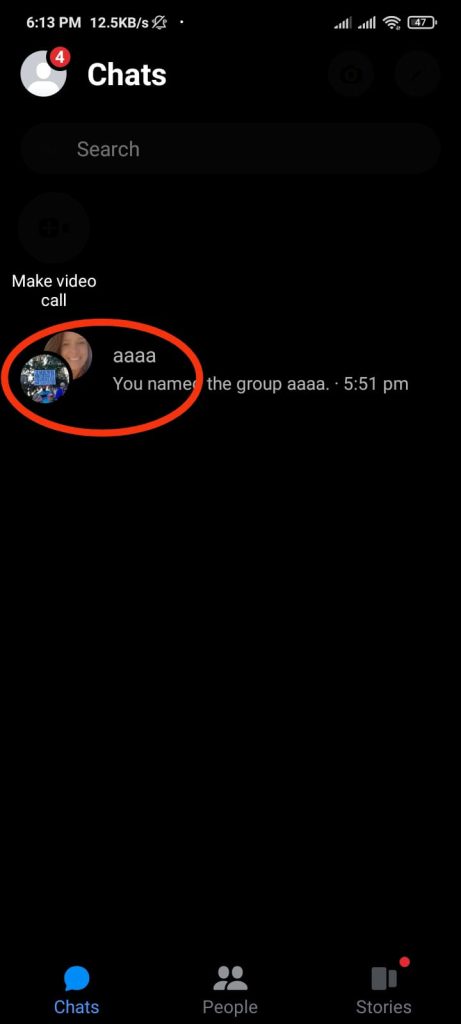 Opening group chat in which you want to add or remove member