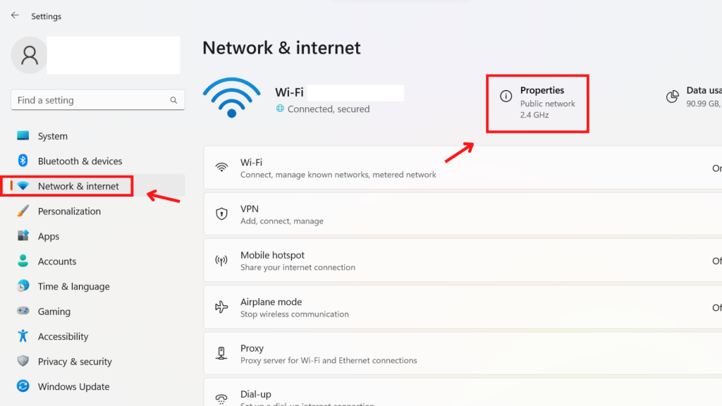 Image that shows how to Open Network & internet