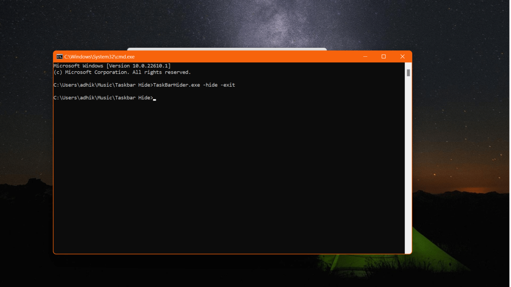 Using Taskbar Hide via command prompt