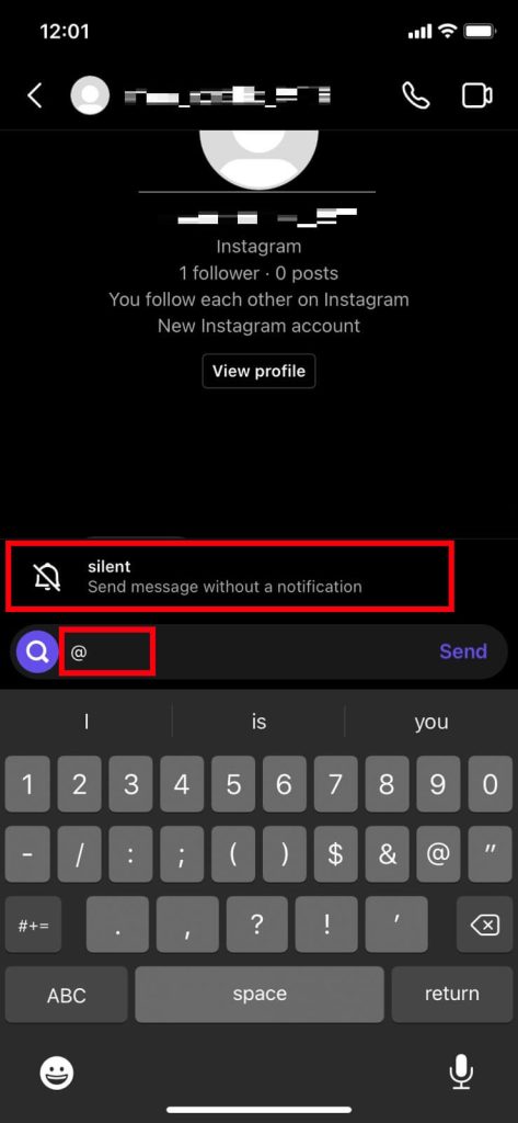 silent messages on Instagram DM