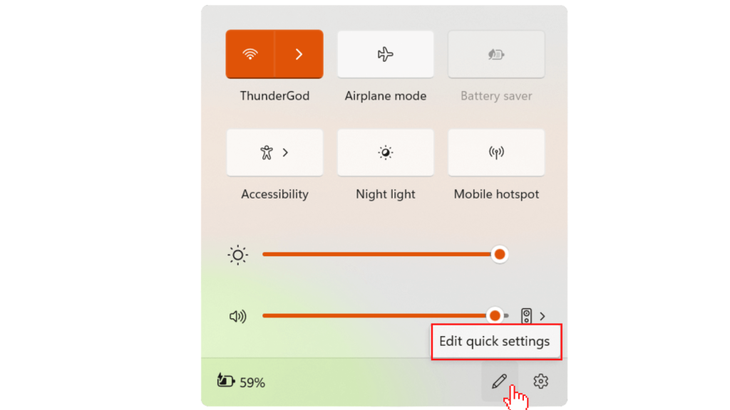 To Add Bluetooth Option to the Action Center, Click on the pencil icon, which lets you Edit quick settings.