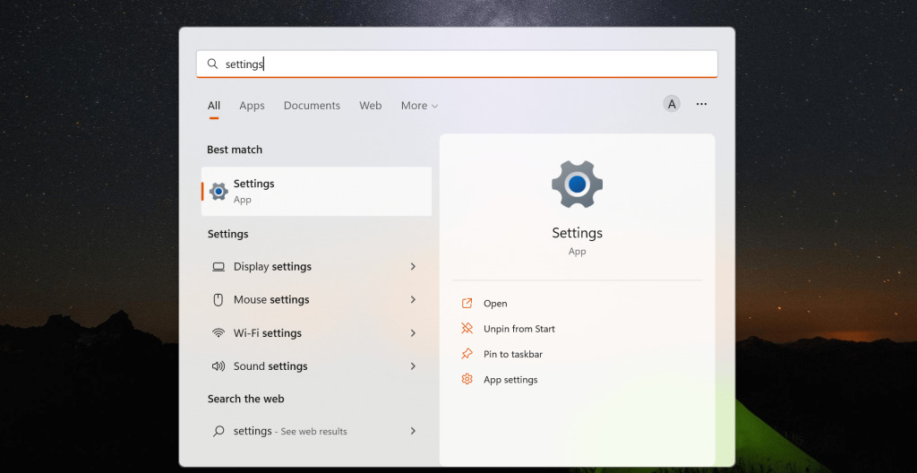 Open Windows Settings. You can just search "Settings" in the search bar.