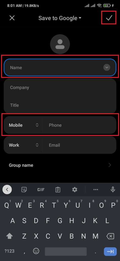 Adding name and phone number