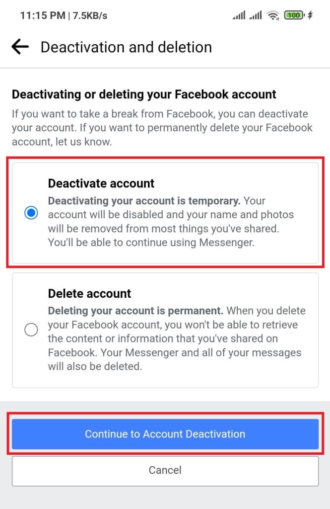 Deactivate your Facebook while keeping Messenger