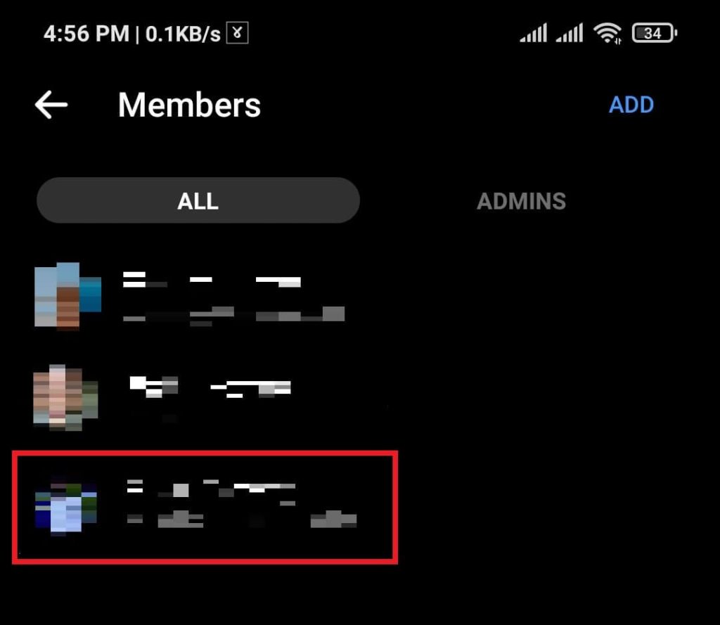 select a user from the Messenger group members
