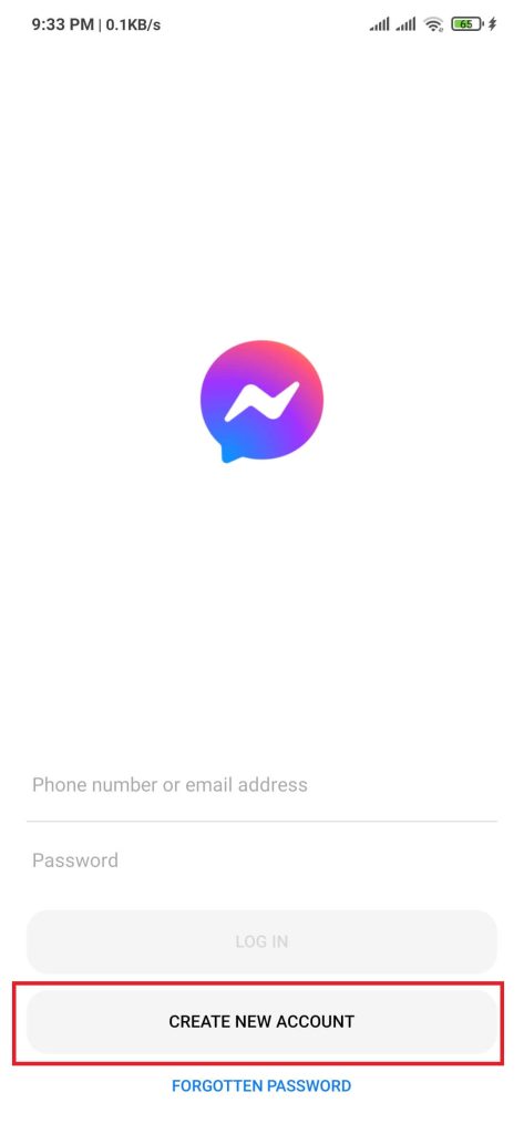 FB Messenger home page