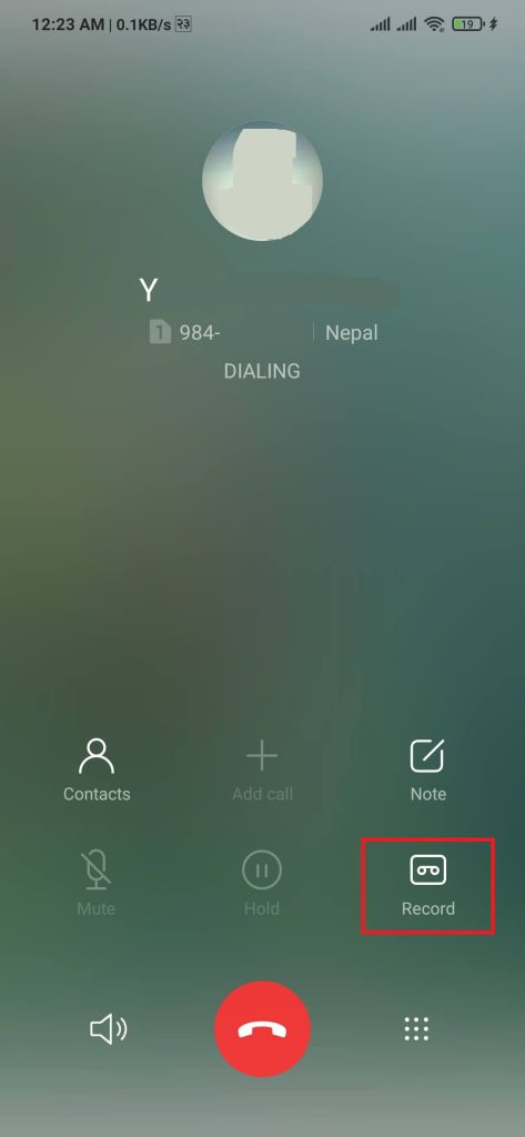 Record on going call
