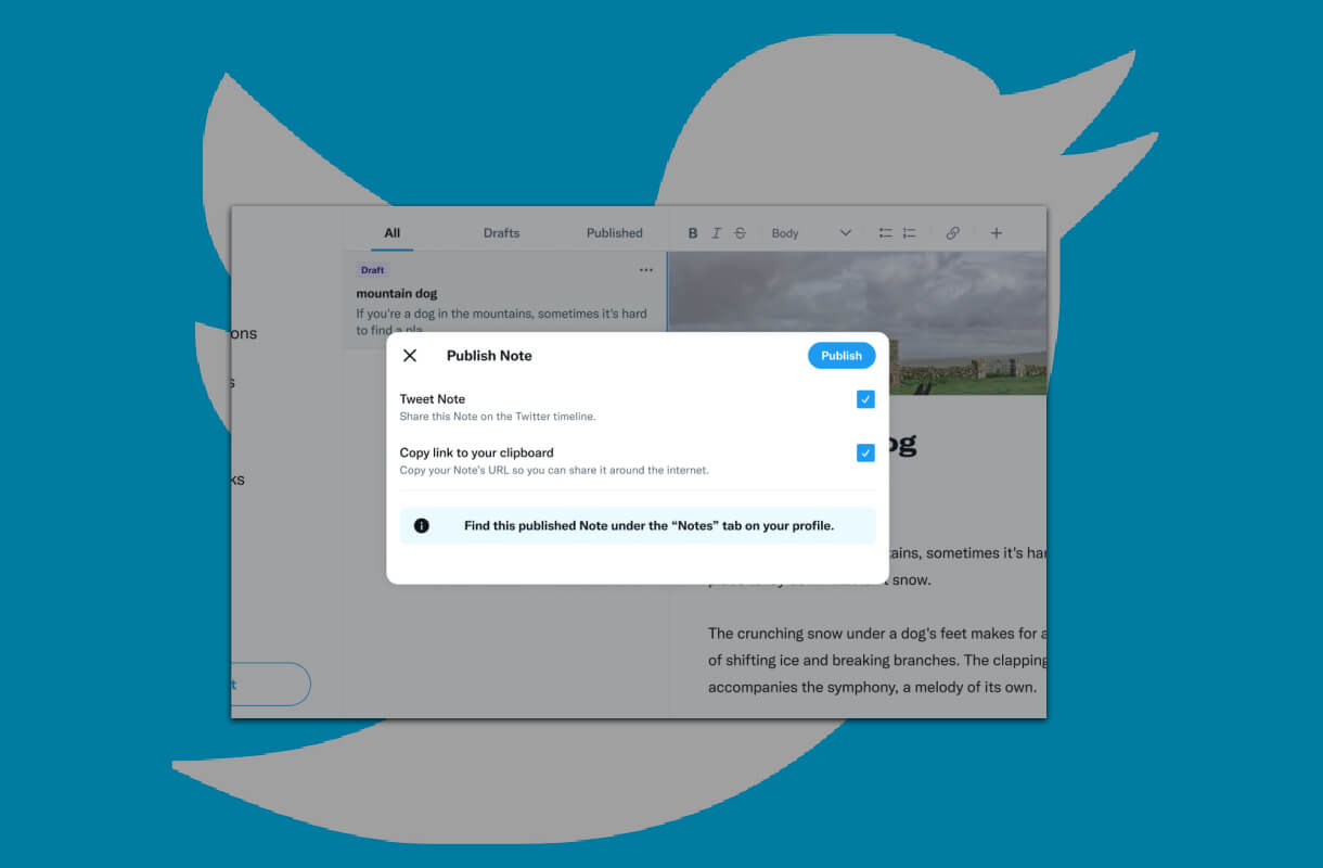 Twitter to Integrated Notes Feature