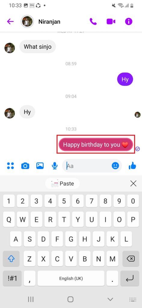 Send birthday wish as a gift message on Messenger.